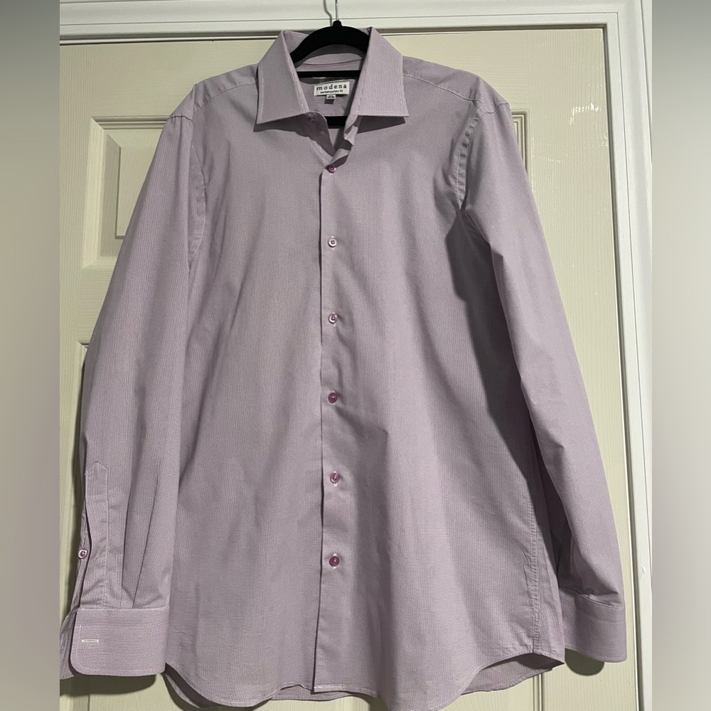 Modena purple striped button down shirt